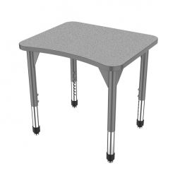 24"x28" Premier Curve Student Desk-Gray Nebula Top w/ Black Edges & Adjustable Legs