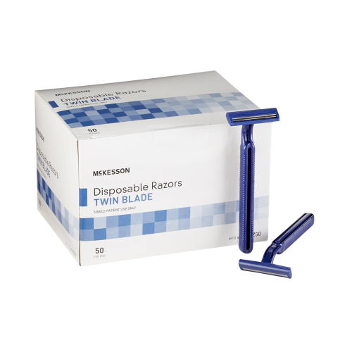 McKesson 16-RZ50 Medi-Pak Twin Blade Disposable Razor-100/Case