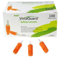 500 Count (5 Boxes/100) 28G Single-Use Push-Button Safety Lancets by VivaGuard